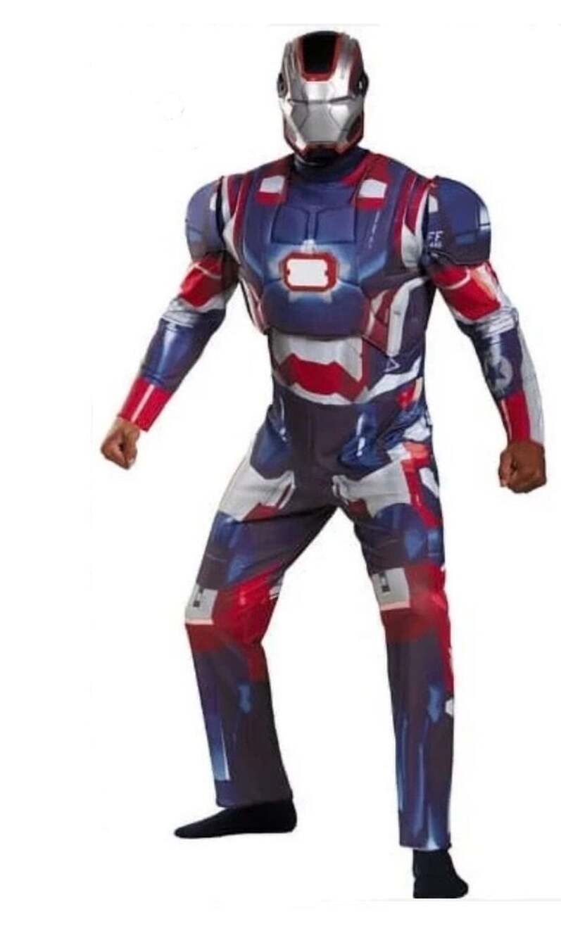 Marvel Iron Patriot Costume Mask Muscle Jumpsuit Adult XL